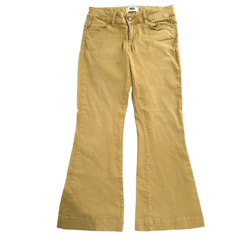 Paige Jem Flare Mustard Yellow Jeans Size 28 Retro Boho Low Rise Y2K 70s Earthy